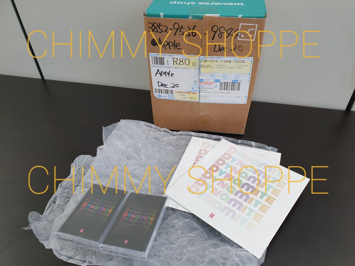 chimmyshoppe's tweet photo. [NOTICE] #CSPHUpdate

These are the items arrived in our KR Warehouse. 

- BTS DYNAMITE vinyl and cassette
- BTS SG 2021
- NYEL POSTCARD
- ARMY KIT

Currently BATCH 7 intransit to PH. Almost 2 months ng hindi nirrelease ng custom.

Thank you for patiently waiting💛 https://t.co/cLtupM9hJW