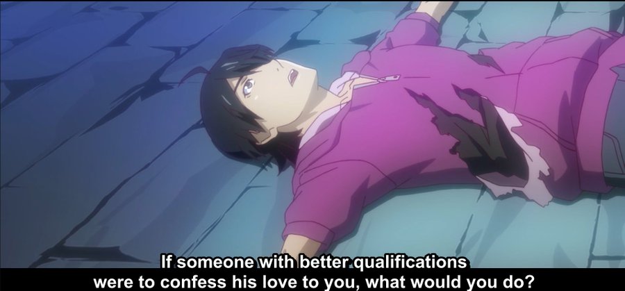 It's amazing just how well it puts in to perspective the growth of their relationship and how far they have come as a couple and as a person. Hitagi understanding araragi's situation and araragi appreciating the nuance in hitagi's things just shows how much chemistry they have.