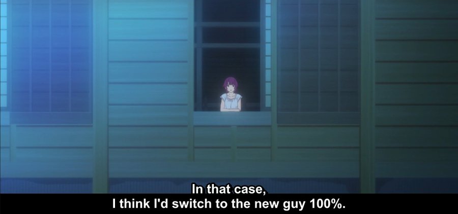 It's amazing just how well it puts in to perspective the growth of their relationship and how far they have come as a couple and as a person. Hitagi understanding araragi's situation and araragi appreciating the nuance in hitagi's things just shows how much chemistry they have.