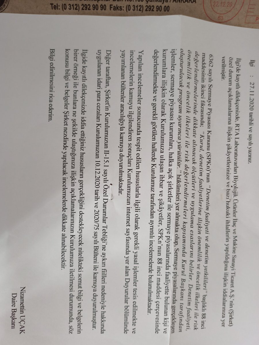 RtalpH's tweet photo. Evet arkadaşlar SPK 'dan gelen cevap. Benim anladığım diyor ki; özel durum açıklaması ile takip edip ceza veriyorum diyor. En son verilen cezayı örnek göstermiş.  Murat Bey'in tahtacı ve baskılama ile alakası varmıdır?  Dediğimiz de ise, elinizde delil varsa getirin diyor. #rtalb https://t.co/xYeY6UgciS