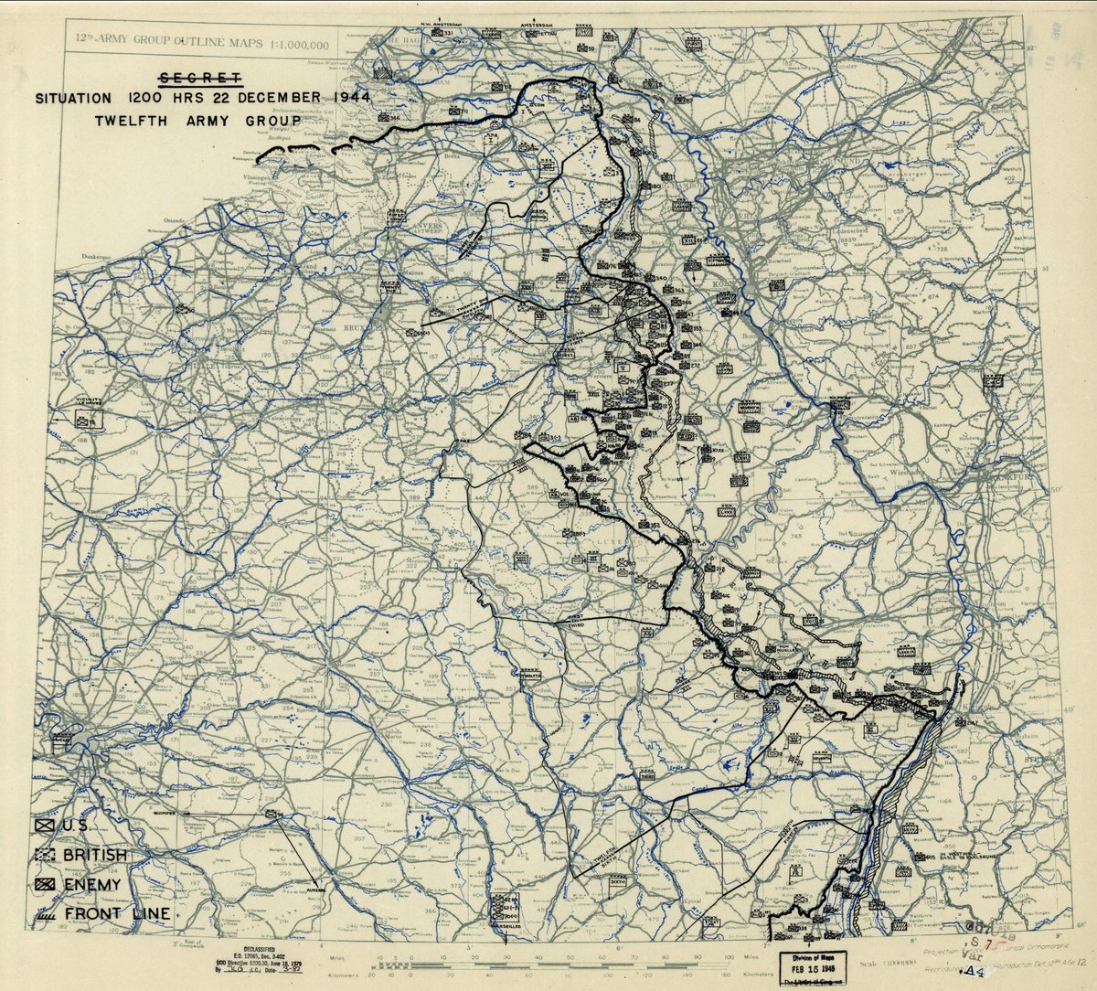 22nd December 1944Wacht am Rhein - D+6Twelfth Army situation map.The 80ID has arrived south of Ettelbruck with the 26ID* echeloned to its left following its move north. Both would contest the weakened 352VGD.*I missed this in my previous thread - apologies.1)