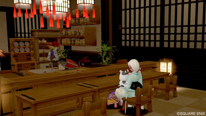 ゆゆゅ くろみ 他3名 二階に行くと 一部屋しかない 宿泊のお部屋 相方が走り回っていました 笑 Dqx Dq10 ハウジング テラス付きの家 和風