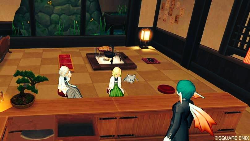 ゆゆゅ くろみ 他3名 二階に行くと 一部屋しかない 宿泊のお部屋 相方が走り回っていました 笑 Dqx Dq10 ハウジング テラス付きの家 和風