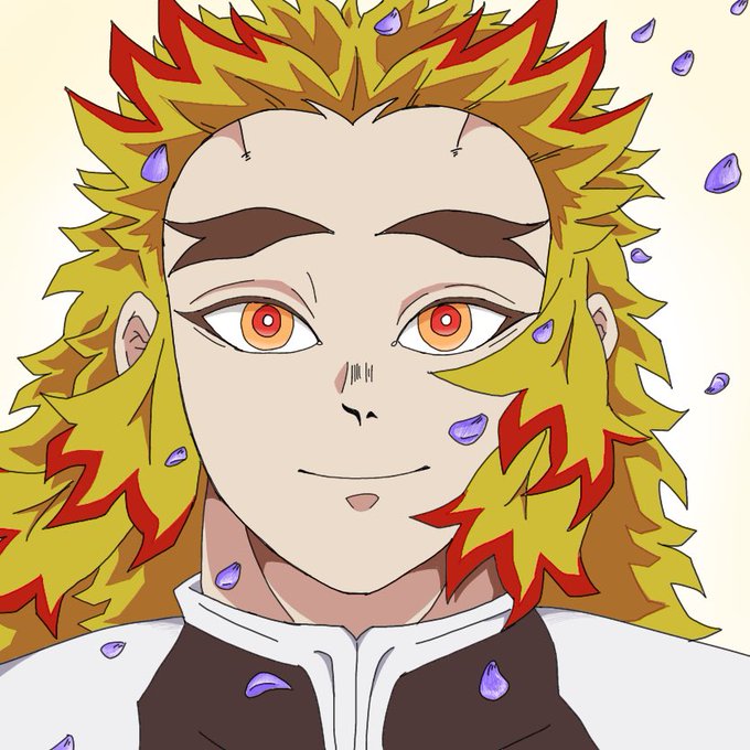 もちゃかな🐈お絵描き垢さんがTwitterに投稿した煉獄杏寿郎(鬼滅の刃)のイラスト。