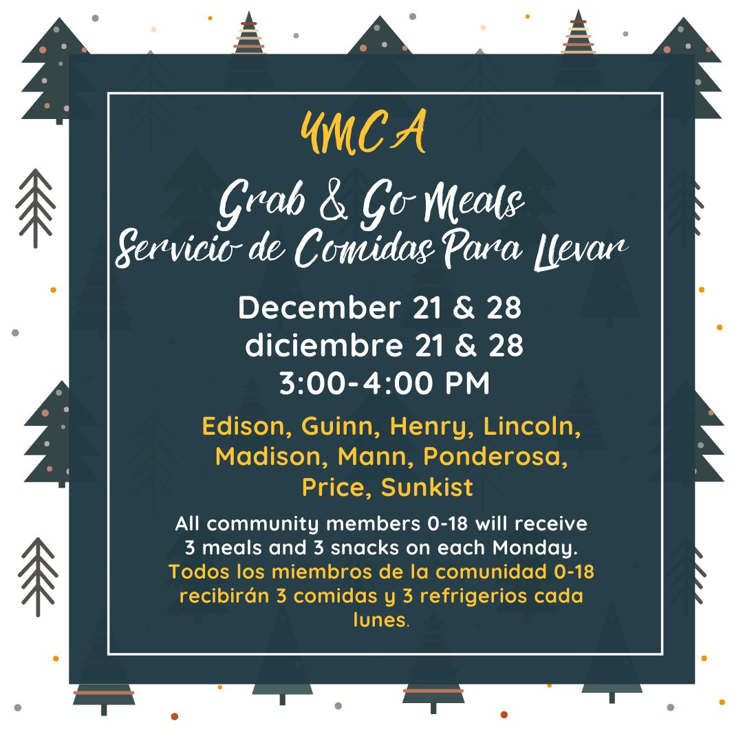 Grab and Go Meals availalbe today!  Hoy Servicio de Comidas Para Llevar 3:00-4:00 PM