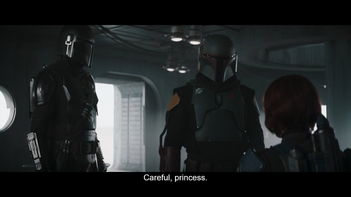 And yes, Bo-Katan taunts him with the knowledge of Jango and Boba's relationship, and by the way he address her back as Princess, he might know who she is too.