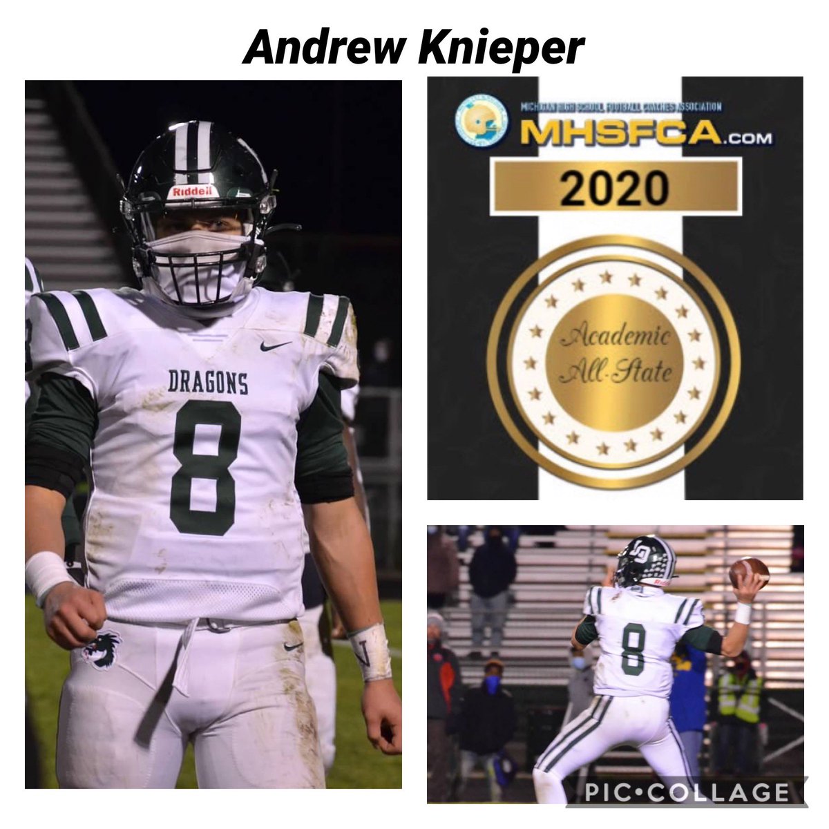 LodragonsF's tweet photo. Congratulations @Drewknieper on being selected as a member of the 2020 MHSFCA Academic All-State team. #DragonsAreBuiltDifferent https://t.co/zesLFsfAxq