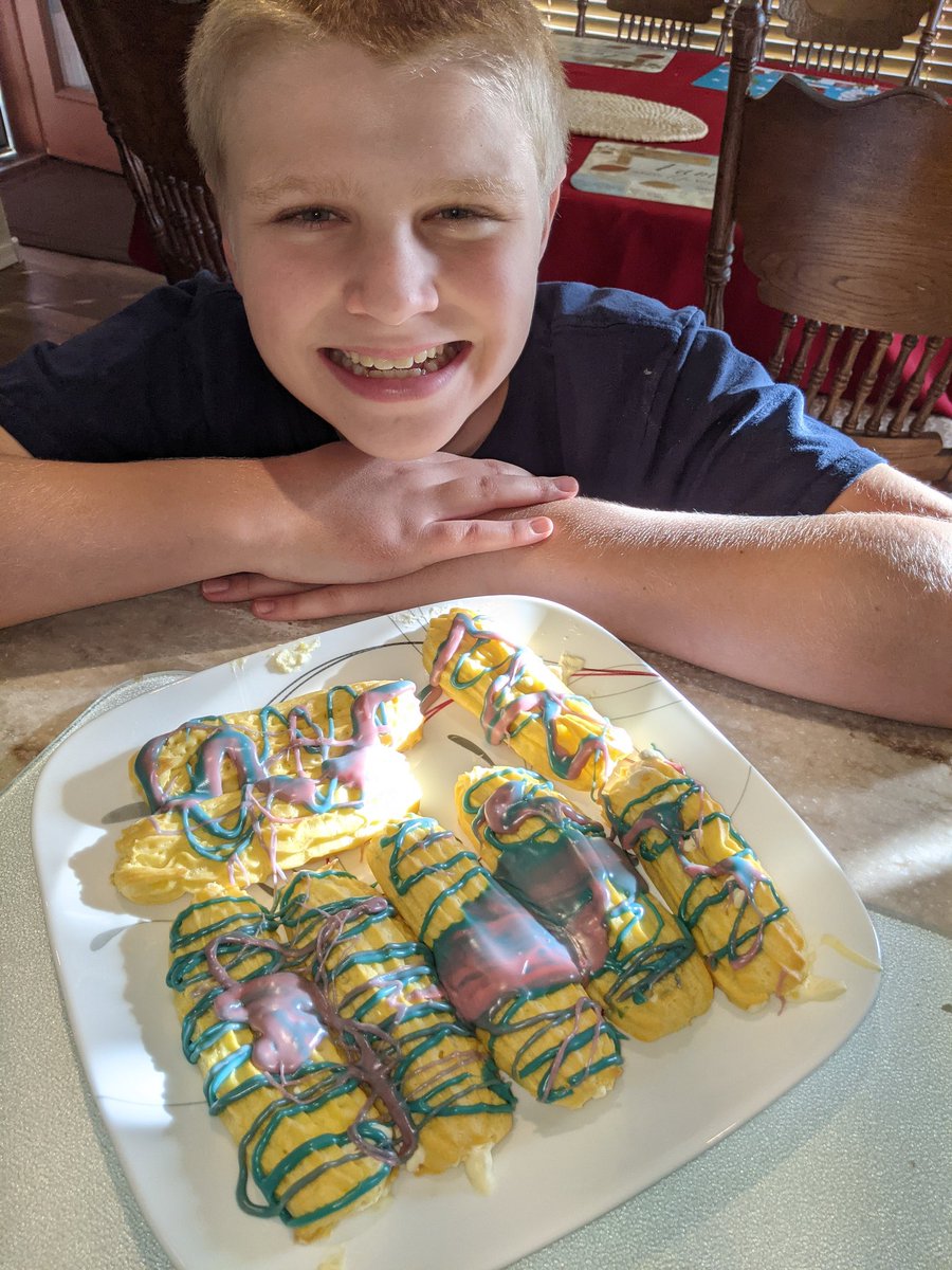 AlisonMore63's tweet photo. My son just made his first eclairs using @duffgoldman #supergood baking for kids cookbook. We are looking forward to dessert tonight. 😋 https://t.co/TwiOv1SNJQ