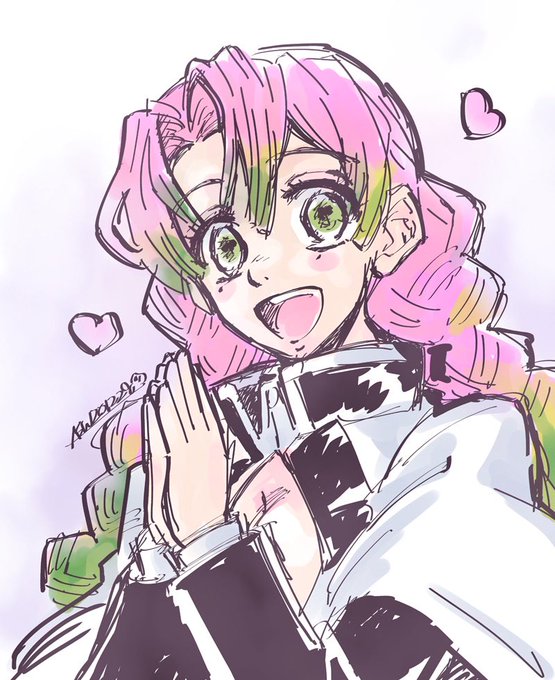 As'まりあさんがTwitterに投稿した甘露寺蜜璃(鬼滅の刃)のイラスト。