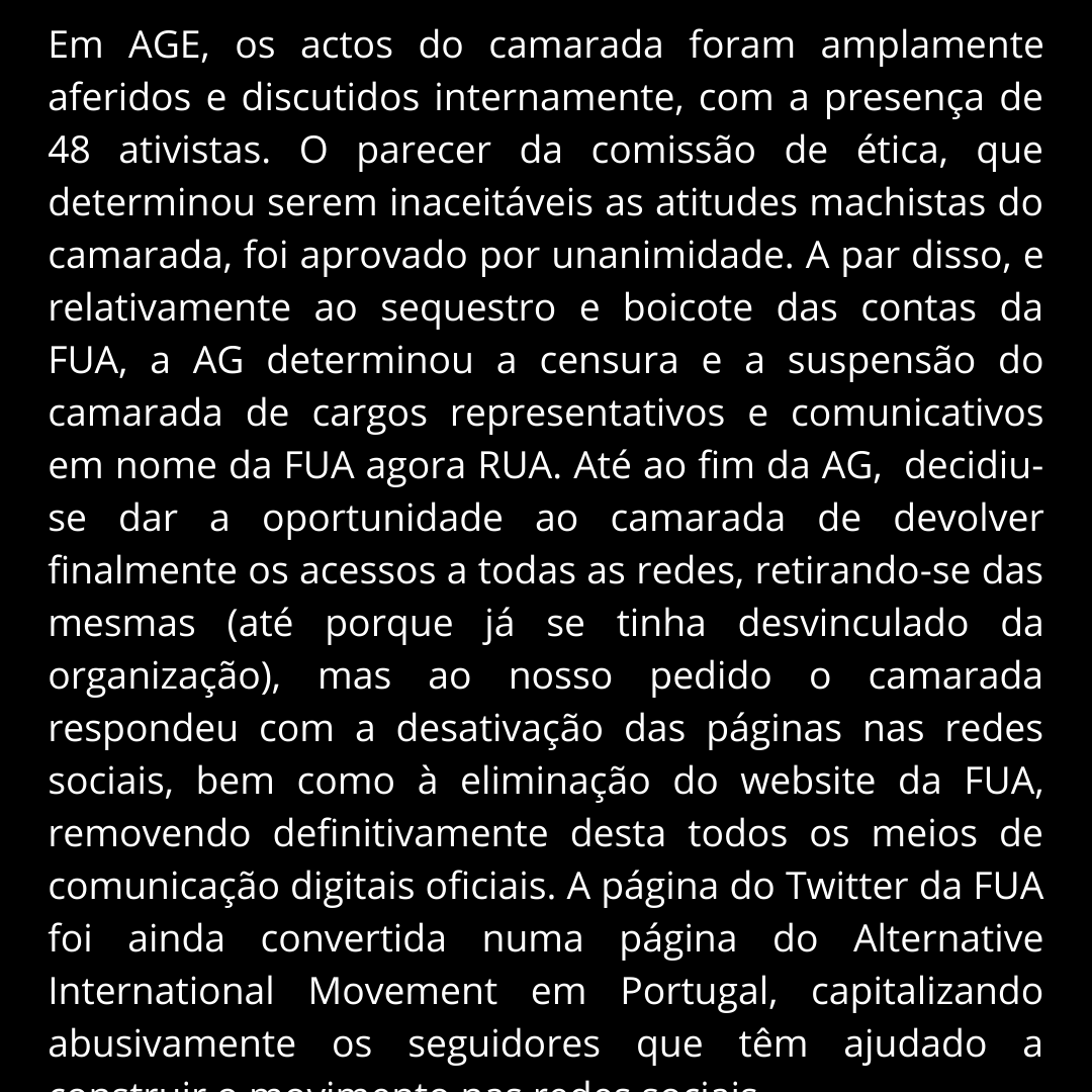 RedeUnitaria's tweet photo. Pedimos então que leiam e partilhem este comunicado, de modo a limparmos o nome do movimento e a mantermos a nossa luta. O nosso inimigo é todo o mesmo: o fascismo. Que se continue então esta luta, todes unides. (2/3) https://t.co/SrlHDPW6qt