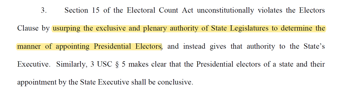 This simply isn't true. The statute gives the State's Executive no power to appoint electors. 3 USC 6 requires the State's Executive to certify that the electors were appointed in accordance with state law - a very different thing.