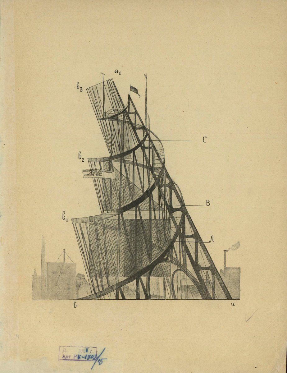 Known as "Tatlin's Tower" but officially "The Monument to the Third International," Tatlin's 1920 structure was meant to be anti-monumental—something that was moving, pushing forward instead of standing still and erect.