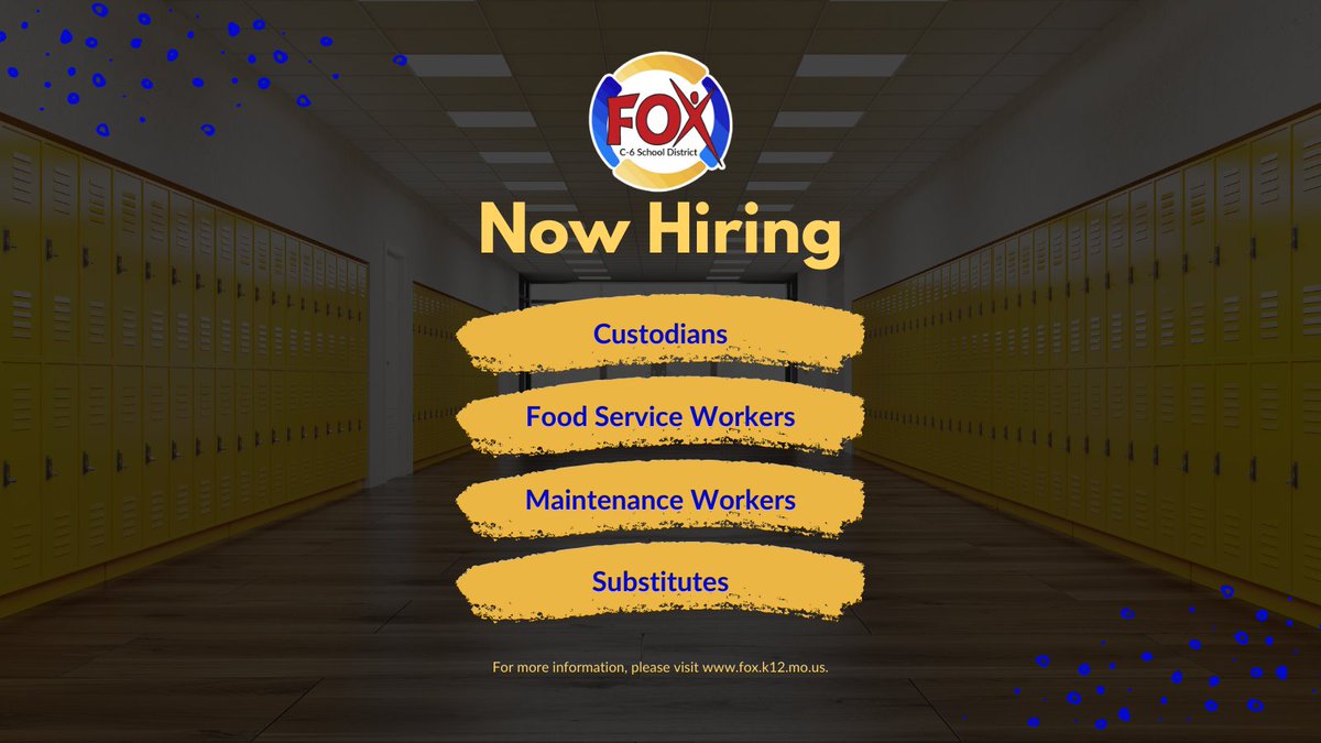 FoxC6Schools's tweet photo. For more information and to apply, please visit https://t.co/OuRQ7C9g99. #nowhiring #joinourteam https://t.co/8PZutI2PEk