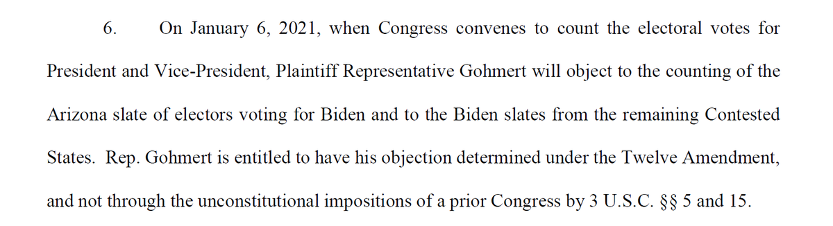 And this, right here, is why the case is a nonjusticiable political question. Congress is going to convene. Congress is going to count. And Congress - not the Courts - gets to determine how that works.