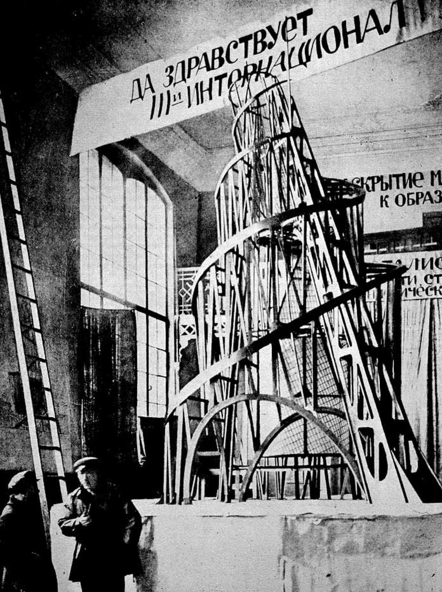 Though Tatlin built a model for a 1920 Petrograd exhibition, the monument was too impractical and expensive for the Soviets to construct. (But that's sort of what makes it such a great metaphor for Utopia—the first step toward building one is to imagine it and put it to paper...)