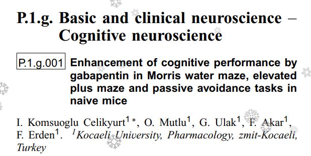 a study demonstrating improved cognitive performance in mice on visual-spatial tasks and improves memory