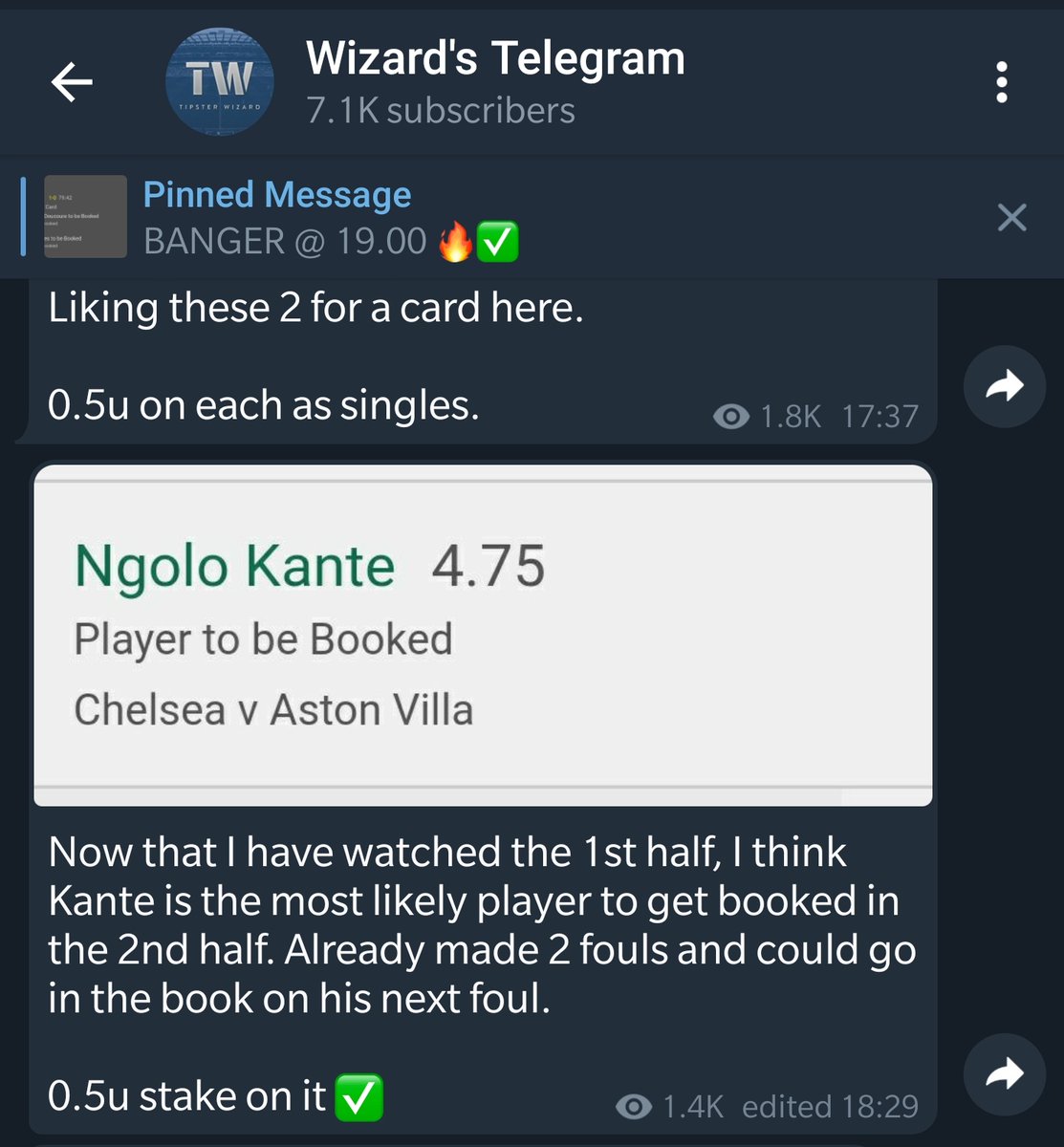 wizard_season's tweet photo. Ngolo Kante  BOOKED @ 4.75 🔥✅

ANOTHER BANGER on telegram! 😘

Send in your slips if you got on!

👉 https://t.co/nGtRI0jGFv https://t.co/0buyXW5pHE