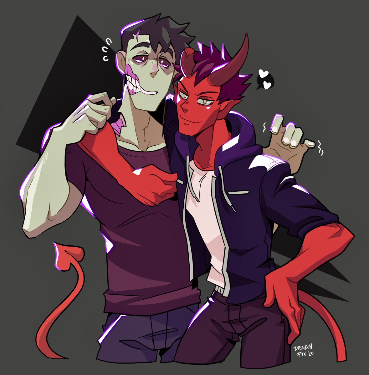 A comission for <a href="/monsterprom/">Monster Con is OUT NOW!</a> of the beautiful boys Damien and Brian! 👀💖 have you checked out the second game yet? If not, link on the second tweet will show you the way