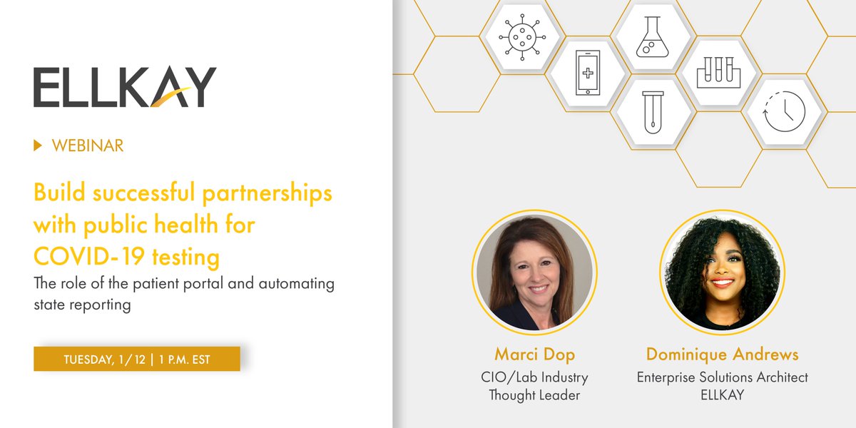 Start 2021 off right! REGISTER today for part 3 of our popular webinar series. Learn how labs can achieve high throughput COVID-19 testing through a streamlined flow of clean, complete data to the state for reporting. lnkd.in/gJTh3m5
#COVID19 #Webinar #HealthIT