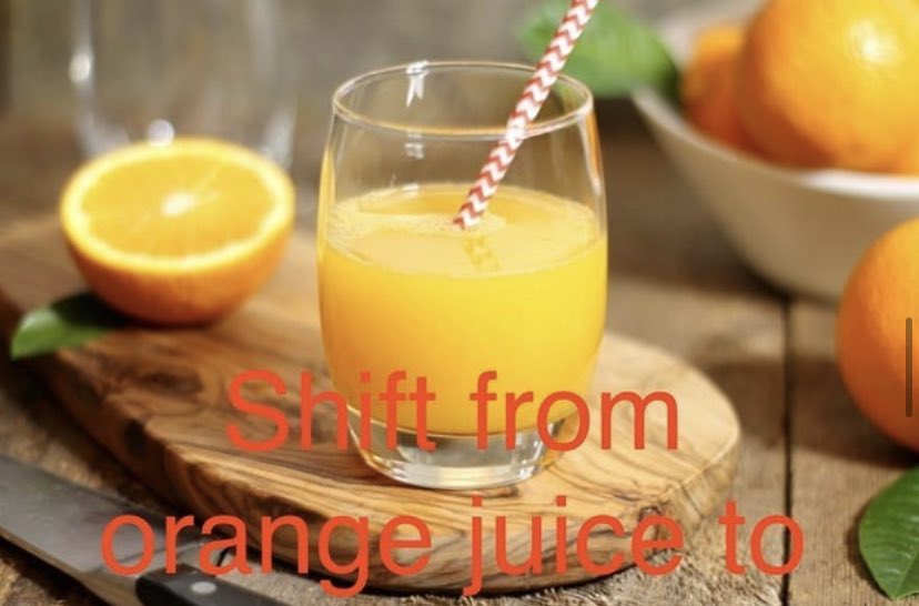 Fruit juice has too much fructose (just another sugar) which can spike your insulin even if it’s natural. (When the insulin is high, the body holds on to its fat)Switch from juice to whole fruit. 20/n