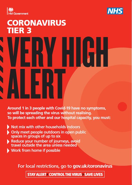 Around 1 in 3 people with COVID-19 have no symptoms, so they may potentially spread the virus without realising. Now that Cheshire East are in the Tier 3 very high restrictions category, let's do the right thing and enjoy this festive period safely this year.