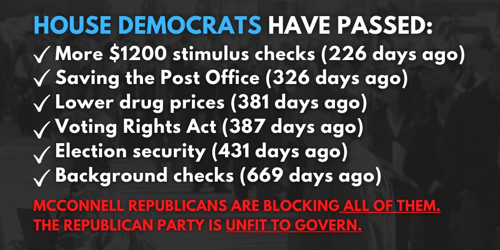 BillPascrell's tweet photo. As this Congress session winds down here’s a partial list of the important things the mcconnell senate has utterly ignored https://t.co/OFWVEuQTjv