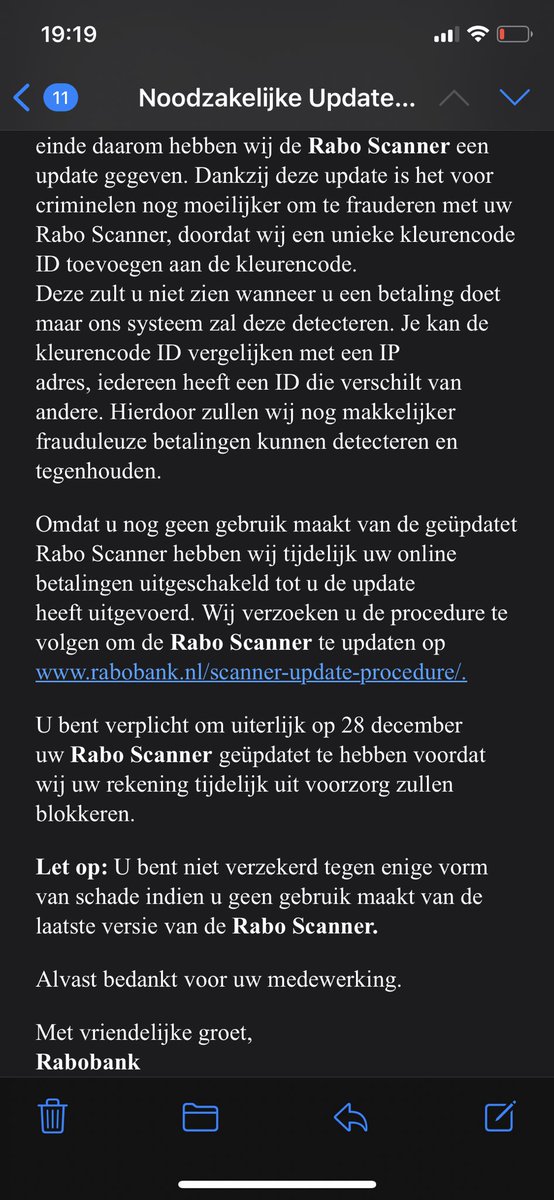 Pas op‼️‼️ mail van de <a href="/Rabobank/">Rabobank</a> wat niet van de Rabobank is👇🏻 oplichters actief