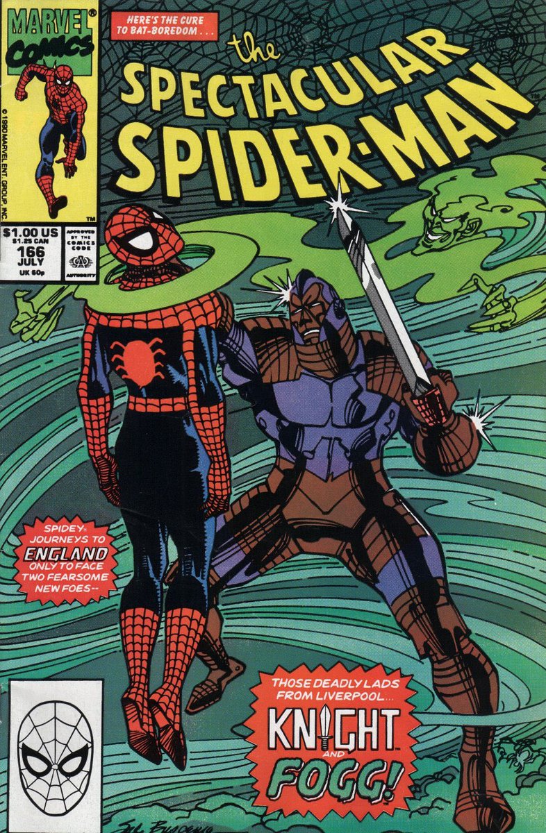 Cor blimey, today’s weird Marvel villains are Knight and Fogg, created by  @gerryconway and Sal Buscema in 1990’s Spectacular Spider-Man #165!