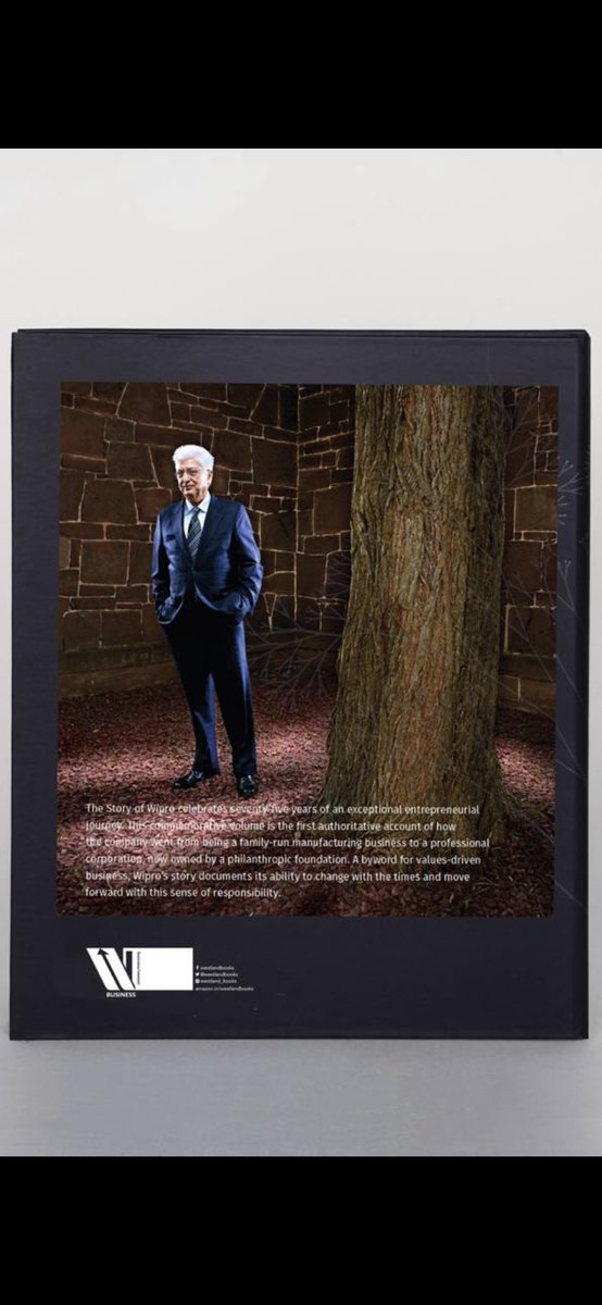 ...That’s why The Story of Wipro is also the Story of Azim Premji. From a vanaspati Mftr to a diversified global business, built on a bedrock of solid values. I’m proud to carry forward this legacy. The Story of Wipro, to be published by Westland Business, to release soon. (2of2)