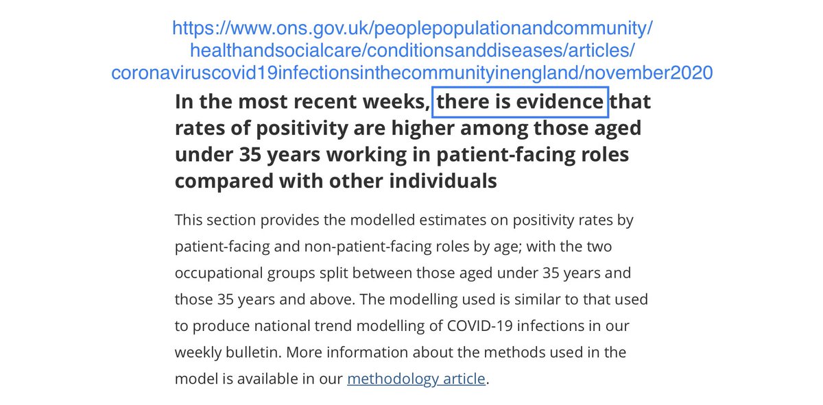 The new study declared “In the most recent weeks, THERE IS EVIDENCE that rates are higher among those working in patient-facing roles under 35 yrs compared with those not working in p.f. roles under 35 years.”Great, now we can see what CIs do when there’s actual evidence. 26/