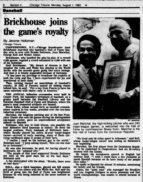 13)“Countless people at WGN & elsewhere have brought me to this broadcasting pinnacle today. You know who you are & you have my undying gratitude.Here on a memorable afternoon in Cooperstown, my heart tells me I have traveled the 90 feet from 3rd to home and scored standing up.”