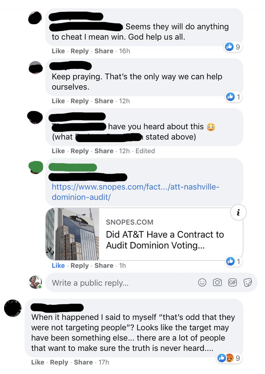 One person (out of dozens commenting) shares a Snopes item debunking this claim: it has zero impact. Meanwhile "Seems like they will do anything to cheat I mean win. God help us all" gets many interactions, all Likes