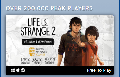 DONTNODinfo's tweet photo. Why Steam (likely) highlighted #LifeisStrange2 as one of the most "Most Played" games of 2020
https://t.co/3hIJ26C1l2 https://t.co/VGnPNRC1mU