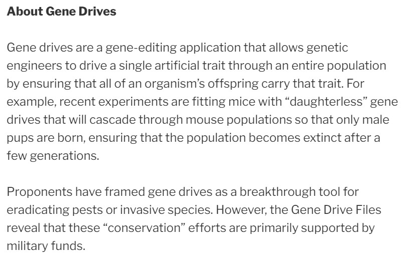 imetatronink's tweet image. 🚨

If you don&apos;t know what &quot;Gene Drives&quot; are, you should look into it.

There is so much more to this manufactured Covid-19 hysteria than meets the eye ...

#WakeUpPeople

genedrivefiles.synbiowatch.org
