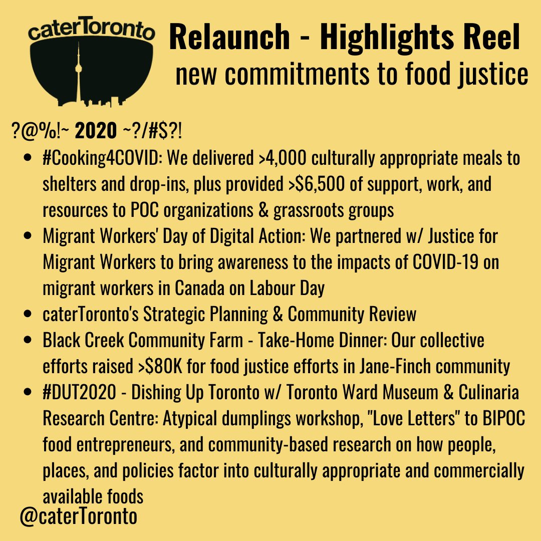 catertoronto's tweet photo. Here are highlights from the last 6 years! We are also asking for support to sustain our next steps. Donate today - follow the last slide! Pls DM if you need a tax receipt. Check our new website for more info, link in bio #foodjustice #foodsecurity #nonprofits #SocEnt #TOpoli https://t.co/z5fkkamwIp