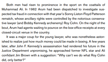 Re: Bob Arum having zero interest in or knowledge of boxing before discovering how profitable it could be.