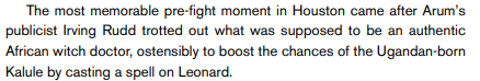 Re: Bob Arum's promotional tactics inciting African voodoo, the war on crime, and racial tension in apartheid South Africa.