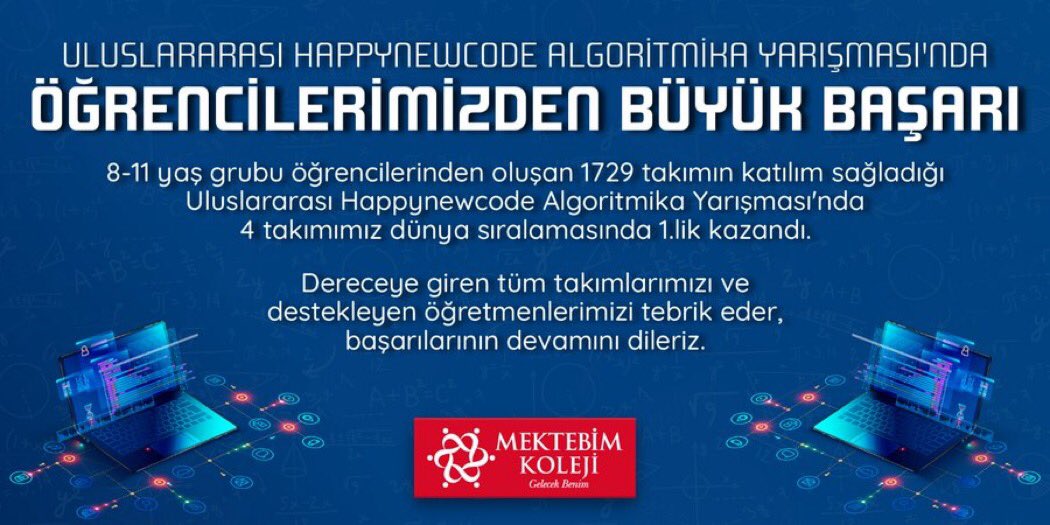 colluzeynep1's tweet photo. Mektebim Çukurova Koleji 4.Sınıf öğrencilerimizden oluşan, 5 Takım olarak katıldığımız yarışmada, dört takımımız dünya https://t.co/502maW0AnEği bir takımımız da dünya 6.lığı alarak bizleri gururlandıran öğrencilerimize ve @MunevverSavc öğretmenimize teşekkür ederiz. https://t.co/Z7GGrR2E51
