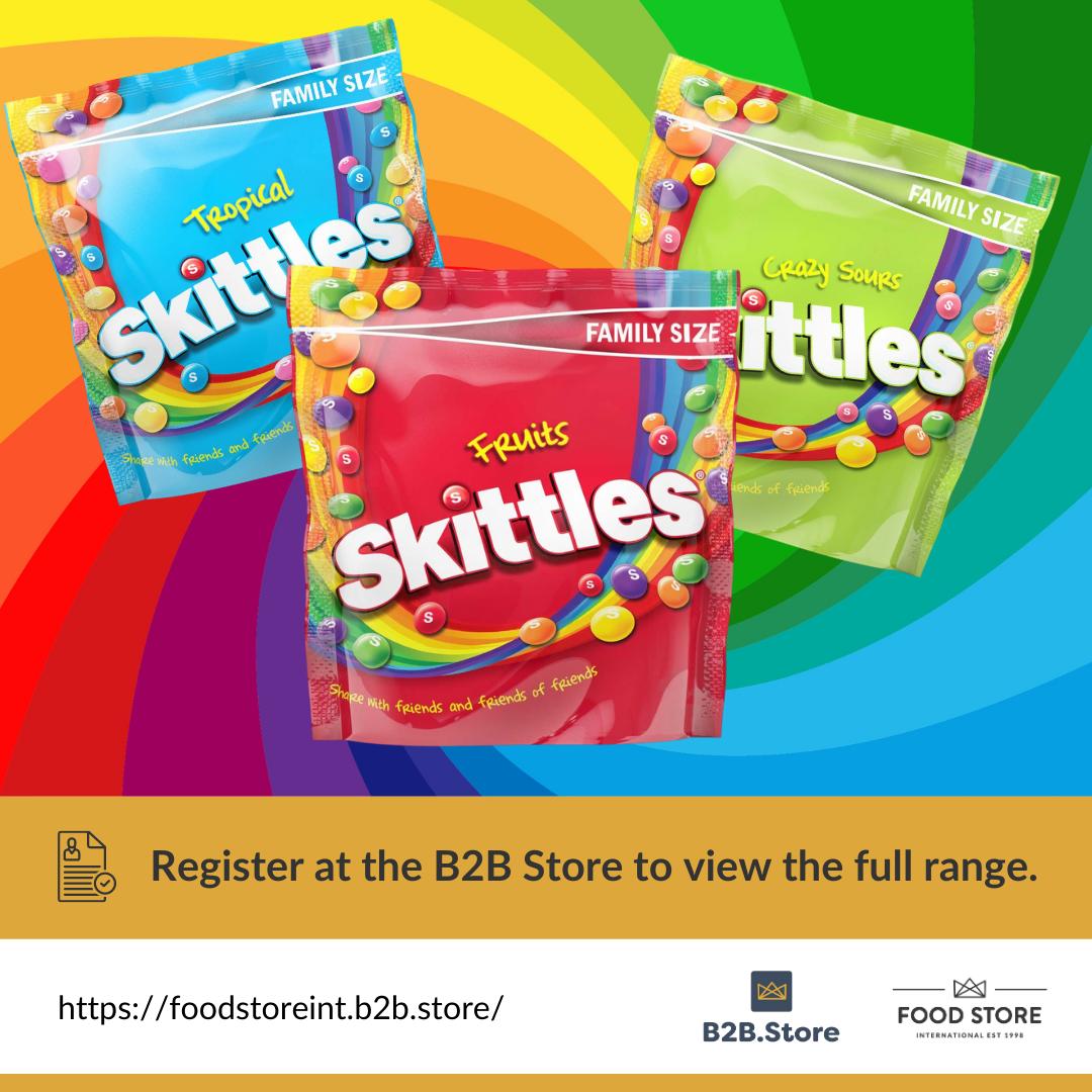 FoodStore_Int's tweet image. 🌈 Taste the colours of the rainbow! Your customers will love these Skittles packs - now available at our B2B Store!

Check pricing and pallet sizes here: foodstoreint.b2b.store