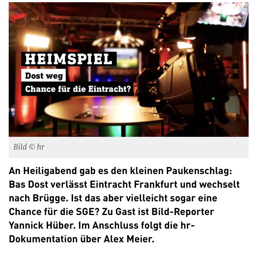 YannickHueber's tweet photo. Heute Abend mal wieder zu Gast im HR #Heimspiel
Themen: #Dost #Eintracht #SGE https://t.co/OGBEjKSbjK