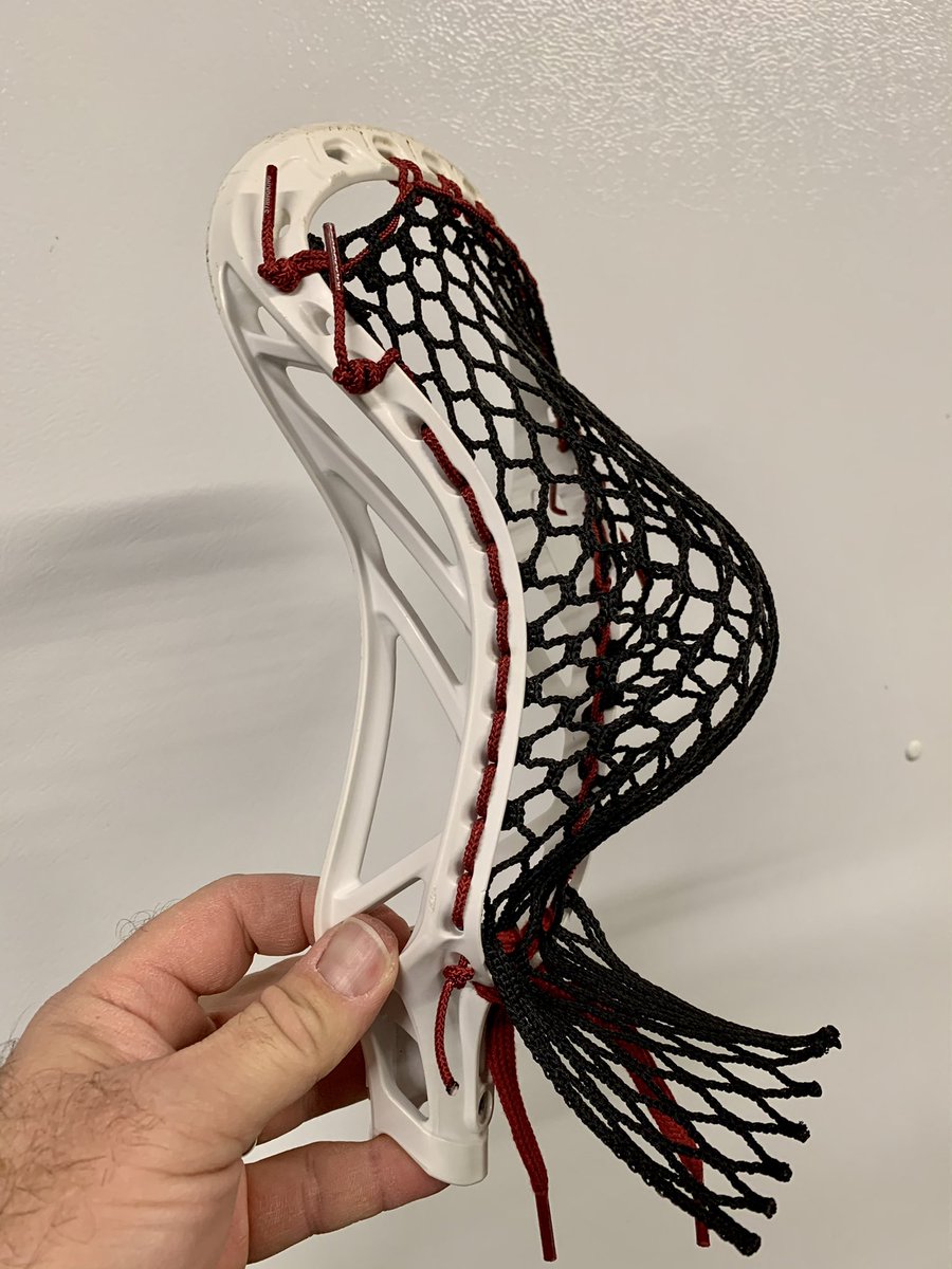 BradyJackson1's tweet photo. Just finished tying up my first lacrosse head “to the inside”. I think it turned out alright. Thanks to @SidewallJedi for the YouTube tutorial #lacrosse @stringersociety #froman https://t.co/UnqkPIx6Nu