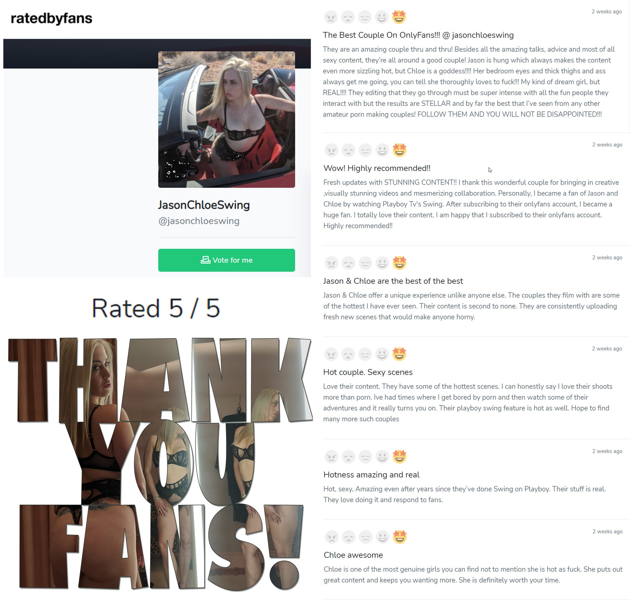 TW Pornstars - JasonChloeSwing. Twitter. Our fans have been showering  @JasonChloeSwing with love. 2:52 AM - 29 Dec 2020