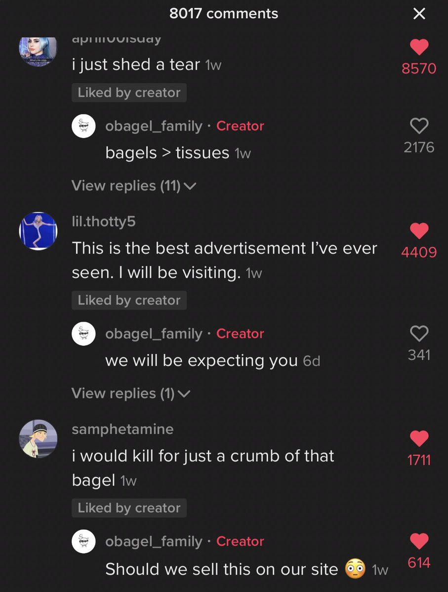 2. Community is  Have fun with your audience & ENGAGE. Brands responding and having a personality on Tiktok (or any platform) is a surprise to some because they don’t expect it. The amount of comments about us responding and our responses made up a big part of the comments.