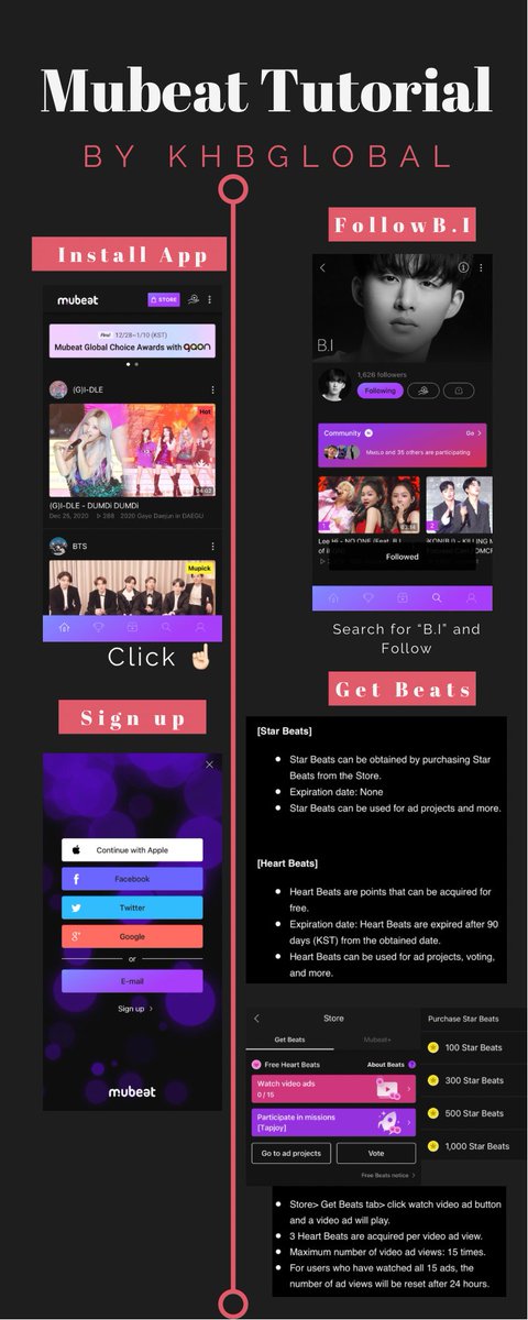 khb131_Global's tweet photo. MuBeat Tutorial ✨

IOS - https://t.co/nCHzT0tct0
Android - https://t.co/fIi54hgl8p

• Watch 15 ads daily (45 heart beats)
• Participate in missions
• Beats expired after 90days
• Fandom Ad 🔜 

#HANBIN #비아이
@ikon_shxxbi https://t.co/UmTVWwUnUM
