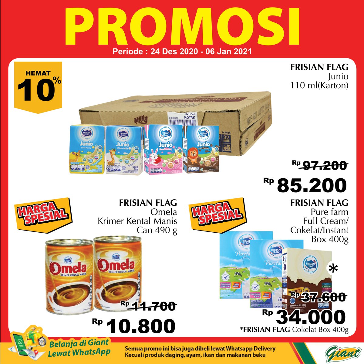 Ayo lengkapi kebutuhan gizi Si Kecil dengan hemat di toko #GiantIndonesia

Yuk, cek katalog ini, untuk mengetahui apa saja yang sedang promo.

Tunggu apa lagi? 
Yuk, belanja sekarang. Jangan sampai kelewatan ya. 

#HargaMurahSetiapHari