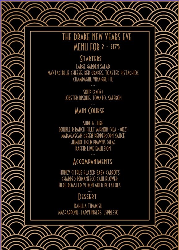 TheDrakeLaguna's tweet photo. CELEBRATE the Beginning of 2021 in Style and Great Taste with Chef Paul's and Sous Chef Nick's specialty Surf &amp; Turf Prix-Fixe 4-course meal of decadent delights for 2!!🍽️😋
Take-Out and Complimentary Delivery 3:00-9:00pm. Bubbly, wine, and cocktails to go, too.🎉🍾 949-376-1000. https://t.co/jrscktN6MT