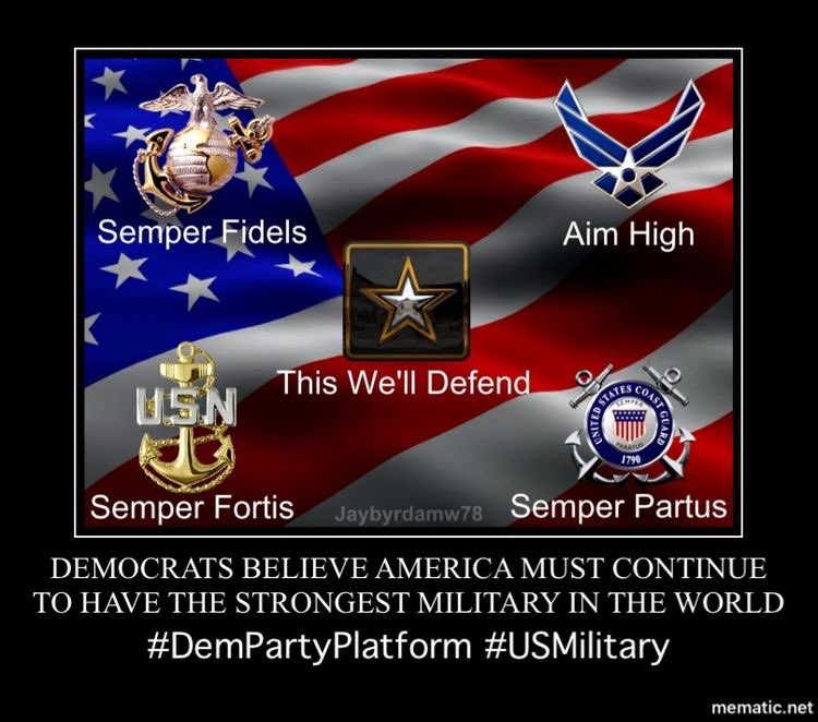  #Democrats believe the United States military should be the best-trained, best-equipped, and most effective fighting force in the world. 2/12  #USMilitary