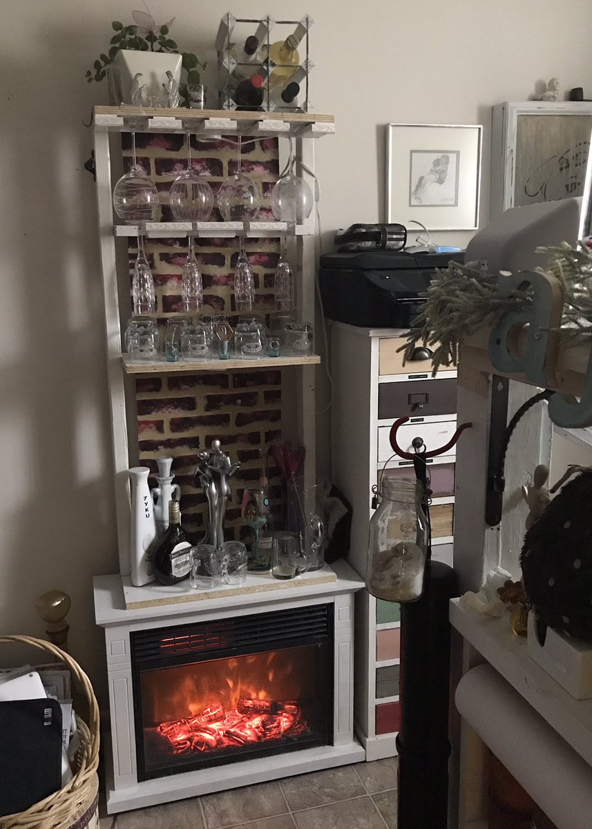 ArielleBahe's tweet photo. Fireplace update: Today I worked on painting the mortar but, I’m out of white paint so, that’s it for today. Next, I’ll add the white and decorative trim. https://t.co/AxuJSwMj6t