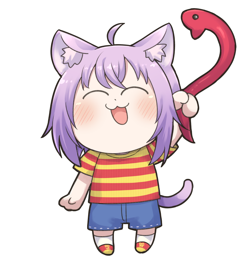 nekomata okayu animal ears 1girl musical note cat ears tail purple hair cat tail  illustration images