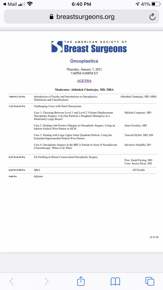 Chatterjeeonco1's tweet photo. Privileged to be moderating the @ASBrS #oncoplastics webinar on Jan 7, 2021 with an outstanding panel of breast and plastic surgeons discussing challenging oncoplastic surgery cases and a pro/con session about #fatgrafting in breast conservation! https://t.co/GhV7cscThY